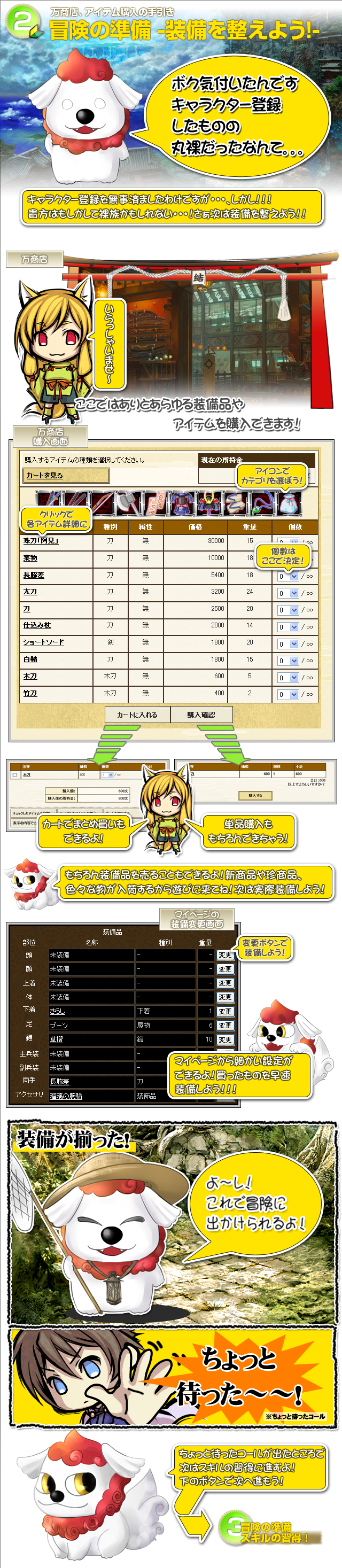 万商店、アイテム購入の手引き